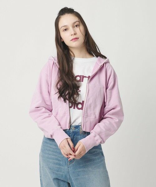 BEAUTY&YOUTH UNITED ARROWS / ビューティー&ユース ユナイテッドアローズ カーディガン・ボレロ | コットン ショートフロントジップパーカー（LT.PINK）