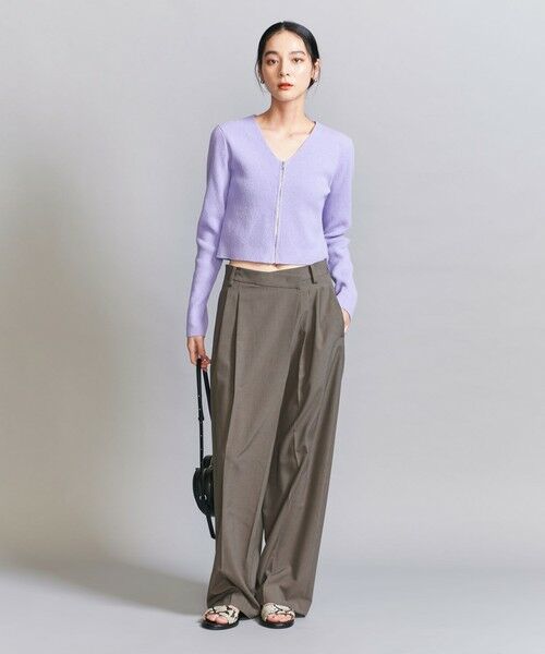 Rene ルネ ベージュ 半袖 Vネック トップス ボレロ カーディガン René - Rene ルネ カーディガン ボレロ ショート丈 ベージュ