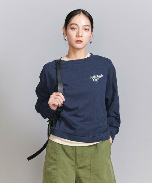 BEAUTY & YOUTH UNITED ARROWS/ビューティー&ユース ユナイテッドアローズ 【別注】<Americana>プリント ロングスリーブ Tシャツ NAVY FREE BEAUTY & YOUTH UNITED ARROWS/ビューティー&ユース ユナイテッドアローズ 【別注】<Americana>プリント ロングスリーブ Tシャツ NAVY FREE