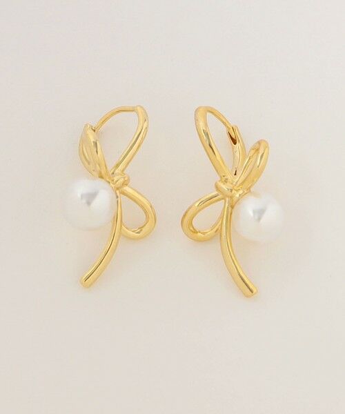 BEAUTY & YOUTH UNITED ARROWS/ビューティー&ユース ユナイテッドアローズ メタルリボン×パールモチーフ ピアス GOLD FREE BEAUTY & YOUTH UNITED ARROWS/ビューティー&ユース ユナイテッドアローズ メタルリボン×パールモチーフ ピアス GOLD FREE