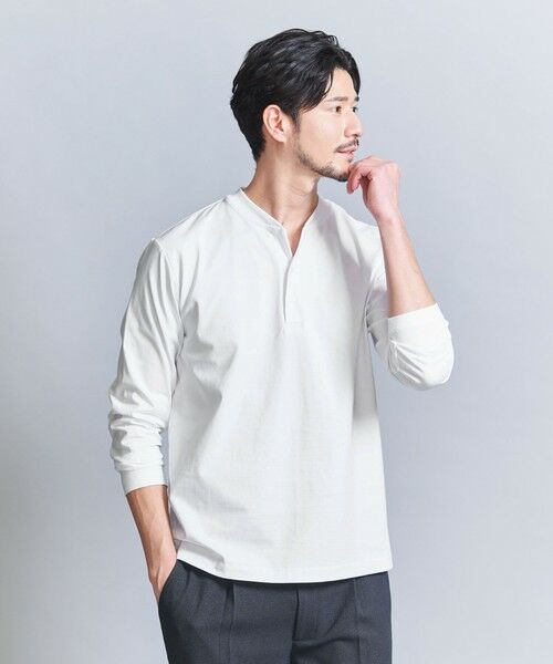 BEAUTY&YOUTH UNITED ARROWS / ビューティー&ユース ユナイテッドアローズ カットソー | 【WEB限定 WARDROBE SMART】クリア ガスコットン ヘンリーネック カットソー【抗菌・防臭】 | 詳細1