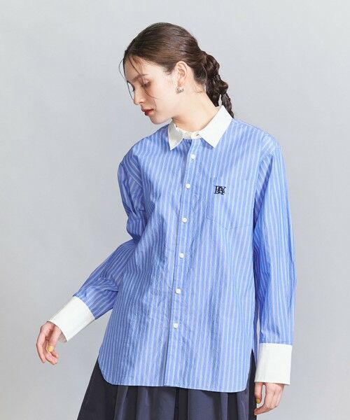 BEAUTY & YOUTH UNITED ARROWS/ビューティー&ユース ユナイテッドアローズ コットンストライプ クレリック シャツ COBALT FREE BEAUTY & YOUTH UNITED ARROWS/ビューティー&ユース ユナイテッドアローズ コットンストライプ クレリック シャツ COBALT FREE