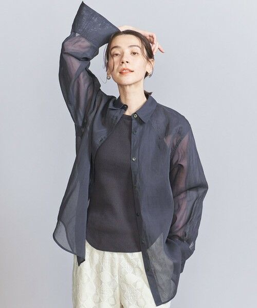 BEAUTY & YOUTH UNITED ARROWS/ビューティー&ユース ユナイテッドアローズ コットンシアー ウエスタンシャツ DK. GRAY FREE BEAUTY & YOUTH UNITED ARROWS/ビューティー&ユース ユナイテッドアローズ コットンシアー ウエスタンシャツ DK. GRAY FREE