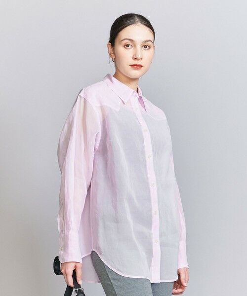 BEAUTY & YOUTH UNITED ARROWS/ビューティー&ユース ユナイテッドアローズ コットンシアー ウエスタンシャツ LT. PINK FREE BEAUTY & YOUTH UNITED ARROWS/ビューティー&ユース ユナイテッドアローズ コットンシアー ウエスタンシャツ LT. PINK FREE