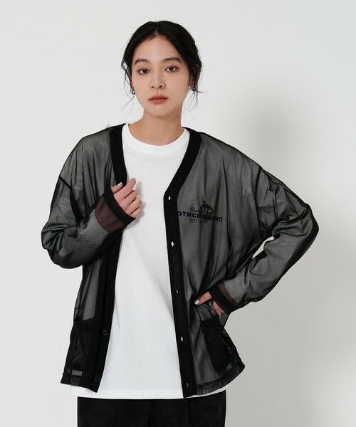 BEAUTY & YOUTH UNITED ARROWS/ビューティー&ユース ユナイテッドアローズ 【別注】<Charcoal>メッシュ Vネック カーディガン BLACK FREE BEAUTY & YOUTH UNITED ARROWS/ビューティー&ユース ユナイテッドアローズ 【別注】<Charcoal>メッシュ Vネック カーディガン BLACK FREE