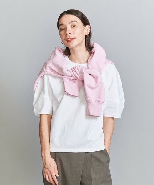 BEAUTY & YOUTH UNITED ARROWS/ビューティー&ユース ユナイテッドアローズ コットン カーブスリーブ 5分袖カットソー OFF WHITE FREE BEAUTY & YOUTH UNITED ARROWS/ビューティー&ユース ユナイテッドアローズ コットン カーブスリーブ 5分袖カットソー OFF WHITE FREE