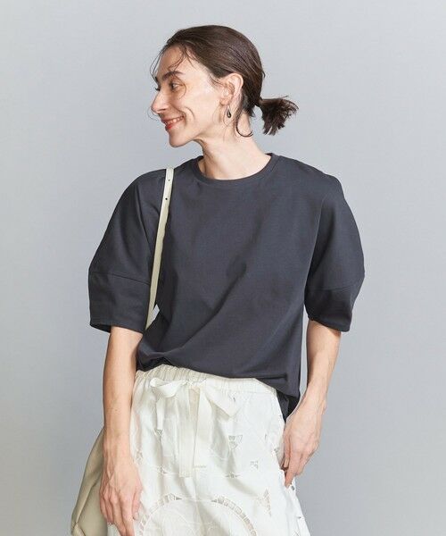 BEAUTY & YOUTH UNITED ARROWS/ビューティー&ユース ユナイテッドアローズ コットン カーブスリーブ 5分袖カットソー DK. GRAY FREE BEAUTY & YOUTH UNITED ARROWS/ビューティー&ユース ユナイテッドアローズ コットン カーブスリーブ 5分袖カットソー DK. GRAY FREE