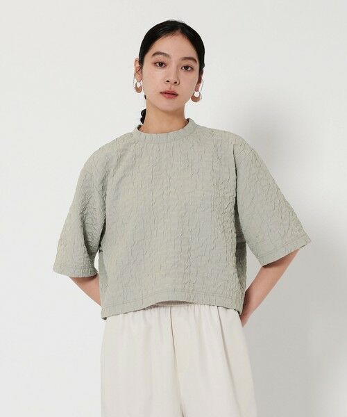 BEAUTY & YOUTH UNITED ARROWS/ビューティー&ユース ユナイテッドアローズ ジャガード クルーネック 6分袖 プルオーバー MD. GRAY FREE BEAUTY & YOUTH UNITED ARROWS/ビューティー&ユース ユナイテッドアローズ ジャガード クルーネック 6分袖 プルオーバー MD. GRAY FREE