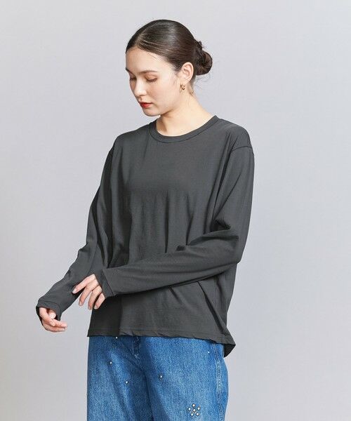 BEAUTY & YOUTH UNITED ARROWS/ビューティー&ユース ユナイテッドアローズ コットン ルーズ ロングスリーブ Tシャツ DK. GRAY FREE BEAUTY & YOUTH UNITED ARROWS/ビューティー&ユース ユナイテッドアローズ コットン ルーズ ロングスリーブ Tシャツ DK. GRAY FREE