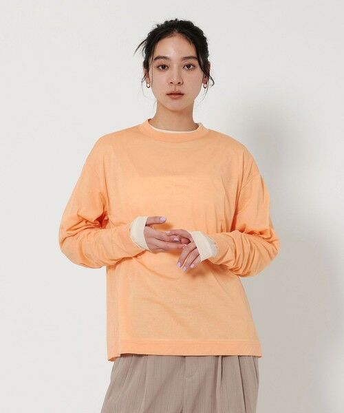 BEAUTY & YOUTH UNITED ARROWS/ビューティー&ユース ユナイテッドアローズ コットンナイロン天竺 クルーネック ロングスリーブ Tシャツ SHERBET FREE BEAUTY & YOUTH UNITED ARROWS/ビューティー&ユース ユナイテッドアローズ コットンナイロン天竺 クルーネック ロングスリーブ Tシャツ SHERBET FREE