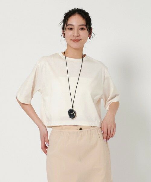 BEAUTY & YOUTH UNITED ARROWS/ビューティー&ユース ユナイテッドアローズ コットンポリエステル クロップド Tシャツ OFF WHITE FREE BEAUTY & YOUTH UNITED ARROWS/ビューティー&ユース ユナイテッドアローズ コットンポリエステル クロップド Tシャツ OFF WHITE FREE