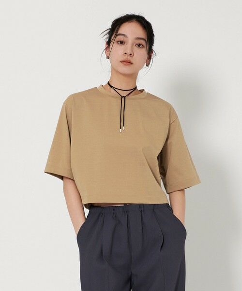 BEAUTY & YOUTH UNITED ARROWS/ビューティー&ユース ユナイテッドアローズ コットンポリエステル クロップド Tシャツ BEIGE FREE BEAUTY & YOUTH UNITED ARROWS/ビューティー&ユース ユナイテッドアローズ コットンポリエステル クロップド Tシャツ BEIGE FREE