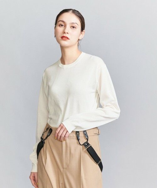 BEAUTY & YOUTH UNITED ARROWS/ビューティー&ユース ユナイテッドアローズ コットンプレーンクルーネック ニットプルオーバー -ウォッシャブル- WHITE FREE BEAUTY & YOUTH UNITED ARROWS/ビューティー&ユース ユナイテッドアローズ コットンプレーンクルーネック ニットプルオーバー -ウォッシャブル- WHITE FREE