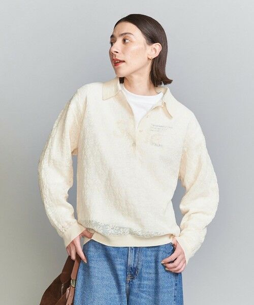 BEAUTY & YOUTH UNITED ARROWS/ビューティー&ユース ユナイテッドアローズ スカシフラワー ポロニット OFF WHITE FREE BEAUTY & YOUTH UNITED ARROWS/ビューティー&ユース ユナイテッドアローズ スカシフラワー ポロニット OFF WHITE FREE