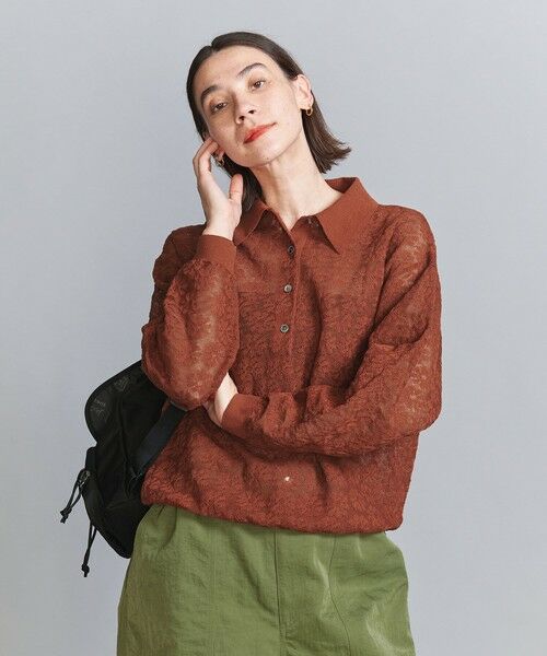 BEAUTY & YOUTH UNITED ARROWS/ビューティー&ユース ユナイテッドアローズ スカシフラワー ポロニット BRICK FREE BEAUTY & YOUTH UNITED ARROWS/ビューティー&ユース ユナイテッドアローズ スカシフラワー ポロニット BRICK FREE