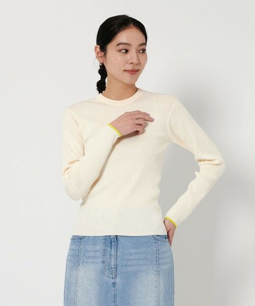 BEAUTY & YOUTH UNITED ARROWS/ビューティー&ユース ユナイテッドアローズ リブライン ニット プルオーバー -ウォッシャブル- OFF WHITE FREE BEAUTY & YOUTH UNITED ARROWS/ビューティー&ユース ユナイテッドアローズ リブライン ニット プルオーバー -ウォッシャブル- OFF WHITE FREE