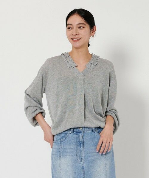 BEAUTY & YOUTH UNITED ARROWS/ビューティー&ユース ユナイテッドアローズ 【WEB限定】フリルネック ニットプルオーバー -ウォッシャブル- MD. GRAY FREE BEAUTY & YOUTH UNITED ARROWS/ビューティー&ユース ユナイテッドアローズ 【WEB限定】フリルネック ニットプルオーバー -ウォッシャブル- MD. GRAY FREE
