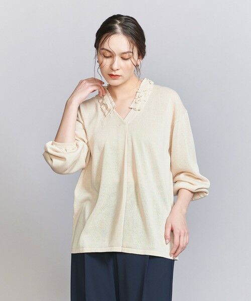 BEAUTY & YOUTH UNITED ARROWS/ビューティー&ユース ユナイテッドアローズ 【WEB限定】フリルネック ニットプルオーバー -ウォッシャブル- NATURAL FREE BEAUTY & YOUTH UNITED ARROWS/ビューティー&ユース ユナイテッドアローズ 【WEB限定】フリルネック ニットプルオーバー -ウォッシャブル- NATURAL FREE