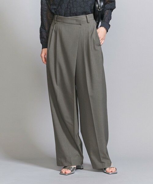 BEAUTY & YOUTH UNITED ARROWS/ビューティー&ユース ユナイテッドアローズ ポプリン 2タック ラップパンツ -ウォッシャブル- MD. GRAY M BEAUTY & YOUTH UNITED ARROWS/ビューティー&ユース ユナイテッドアローズ ポプリン 2タック ラップパンツ -ウォッシャブル- MD. GRAY M