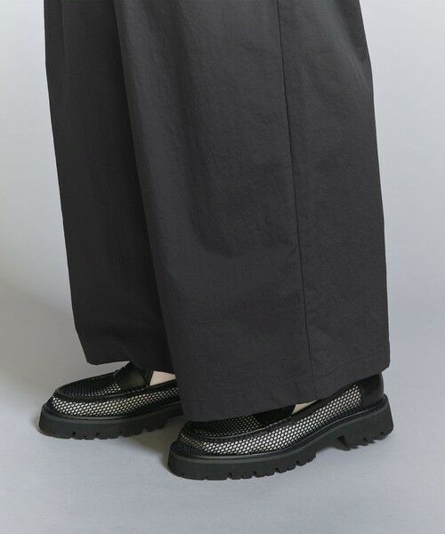 コットンナイロン ワイドタックパンツ -ウォッシャブル