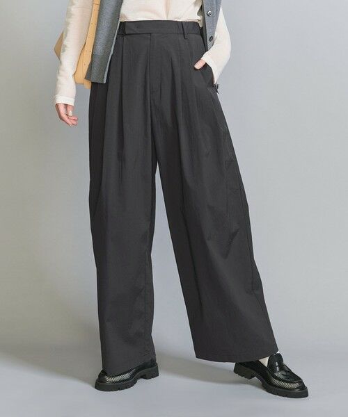 BEAUTY & YOUTH UNITED ARROWS/ビューティー&ユース ユナイテッドアローズ コットンナイロン ワイドタックパンツ -ウォッシャブル- DK. GRAY L BEAUTY & YOUTH UNITED ARROWS/ビューティー&ユース ユナイテッドアローズ コットンナイロン ワイドタックパンツ -ウォッシャブル- DK. GRAY L