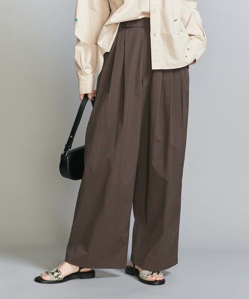 BEAUTY & YOUTH UNITED ARROWS/ビューティー&ユース ユナイテッドアローズ コットンナイロン ワイドタックパンツ -ウォッシャブル- DK. BROWN S BEAUTY & YOUTH UNITED ARROWS/ビューティー&ユース ユナイテッドアローズ コットンナイロン ワイドタックパンツ -ウォッシャブル- DK. BROWN S