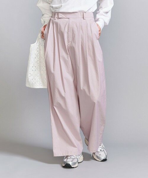 コットンナイロン ワイドタックパンツ -ウォッシャブル