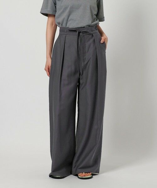 BEAUTY & YOUTH UNITED ARROWS/ビューティー&ユース ユナイテッドアローズ ツイル リボンベルト ワイドパンツ DK. GRAY XS BEAUTY & YOUTH UNITED ARROWS/ビューティー&ユース ユナイテッドアローズ ツイル リボンベルト ワイドパンツ DK. GRAY XS
