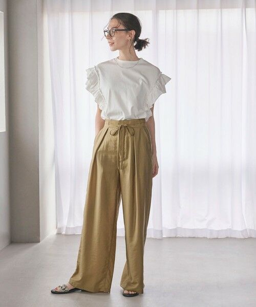 セール】 ツイル リボンベルト ワイドパンツ （その他パンツ