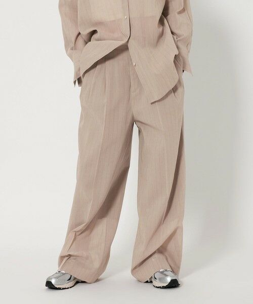 BEAUTY & YOUTH UNITED ARROWS/ビューティー&ユース ユナイテッドアローズ コットンシアーストライプ タックパンツ BEIGE S BEAUTY & YOUTH UNITED ARROWS/ビューティー&ユース ユナイテッドアローズ コットンシアーストライプ タックパンツ BEIGE S