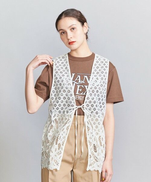 BEAUTY & YOUTH UNITED ARROWS/ビューティー&ユース ユナイテッドアローズ ナイロンレース ベスト -2WAY- WHITE FREE BEAUTY & YOUTH UNITED ARROWS/ビューティー&ユース ユナイテッドアローズ ナイロンレース ベスト -2WAY- WHITE FREE