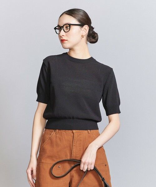 BEAUTY & YOUTH UNITED ARROWS/ビューティー&ユース ユナイテッドアローズ コイルニット ショートスリーブ プルオーバー -ウォッシャブル- DK. GRAY FREE BEAUTY & YOUTH UNITED ARROWS/ビューティー&ユース ユナイテッドアローズ コイルニット ショートスリーブ プルオーバー -ウォッシャブル- DK. GRAY FREE