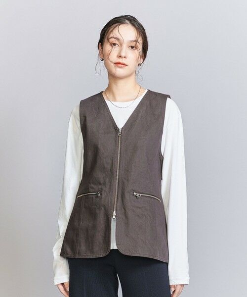 BEAUTY & YOUTH UNITED ARROWS/ビューティー&ユース ユナイテッドアローズ コットン フロントジップ ベスト DK. BROWN S BEAUTY & YOUTH UNITED ARROWS/ビューティー&ユース ユナイテッドアローズ コットン フロントジップ ベスト DK. BROWN S