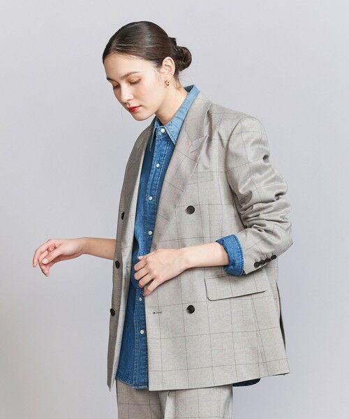 BEAUTY & YOUTH UNITED ARROWS/ビューティー&ユース ユナイテッドアローズ チェック ダブルジャケット BEIGE S BEAUTY & YOUTH UNITED ARROWS/ビューティー&ユース ユナイテッドアローズ チェック ダブルジャケット BEIGE S