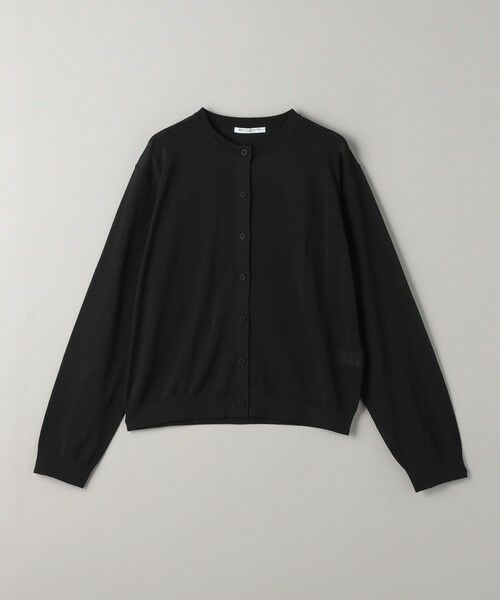 【新品】UAグリーンレーベル クルーネックシアーカーディガン　ウォッシャブル 黒 UNITED ARROWS green label relaxing｜グロッシーラメ クルー