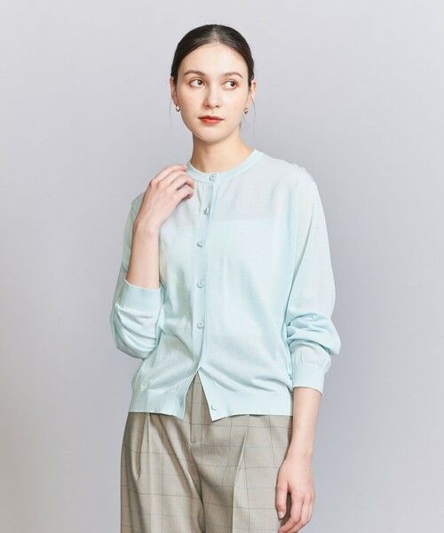BEAUTY & YOUTH UNITED ARROWS/ビューティー&ユース ユナイテッドアローズ コットンプレーン クルーネック ニットカーディガン -ウォッシャブル- LT. BLUE FREE BEAUTY & YOUTH UNITED ARROWS/ビューティー&ユース ユナイテッドアローズ コットンプレーン クルーネック ニットカーディガン -ウォッシャブル- LT. BLUE FREE