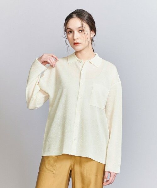 BEAUTY & YOUTH UNITED ARROWS/ビューティー&ユース ユナイテッドアローズ アセテートナイロンミラノリブ シャツカーディガン -ウォッシャブル- OFF WHITE FREE BEAUTY & YOUTH UNITED ARROWS/ビューティー&ユース ユナイテッドアローズ アセテートナイロンミラノリブ シャツカーディガン -ウォッシャブル- OFF WHITE FREE