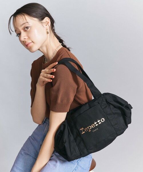BEAUTY & YOUTH UNITED ARROWS/ビューティー&ユース ユナイテッドアローズ <repetto>ロゴ ボストンバッグ BLACK FREE BEAUTY & YOUTH UNITED ARROWS/ビューティー&ユース ユナイテッドアローズ <repetto>ロゴ ボストンバッグ BLACK FREE