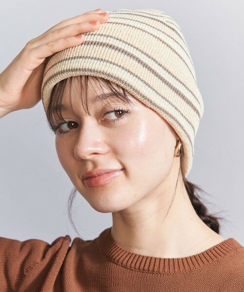 BEAUTY & YOUTH UNITED ARROWS/ビューティー&ユース ユナイテッドアローズ <RACAL>マルチボーダー リバーシブル ニットキャップ BEIGE FREE BEAUTY & YOUTH UNITED ARROWS/ビューティー&ユース ユナイテッドアローズ <RACAL>マルチボーダー リバーシブル ニットキャップ BEIGE FREE