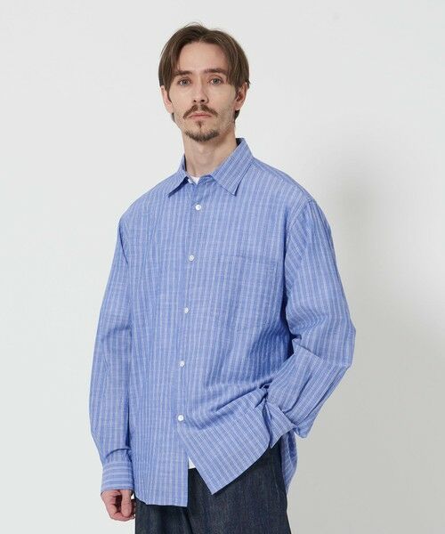 BEAUTY & YOUTH UNITED ARROWS/ビューティー&ユース ユナイテッドアローズ スラブ ストライプ レギュラー フォルム テーパード シャツ LT. BLUE L BEAUTY & YOUTH UNITED ARROWS/ビューティー&ユース ユナイテッドアローズ スラブ ストライプ レギュラー フォルム テーパード シャツ LT. BLUE L