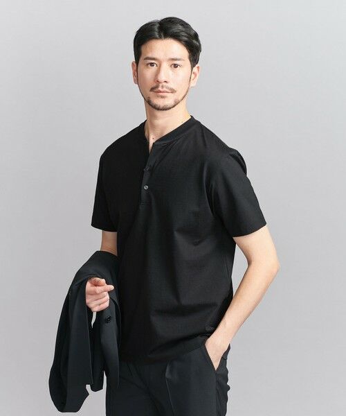 BEAUTY & YOUTH UNITED ARROWS/ビューティー&ユース ユナイテッドアローズ 【WEB限定 WARDROBE SMART】クリア ガスコットン ヘンリーネック カットソー【抗菌・防臭】 BLACK S BEAUTY & YOUTH UNITED ARROWS/ビューティー&ユース ユナイテッドアローズ 【WEB限定 WARDROBE SMART】クリア ガスコットン ヘンリーネック カットソー【抗菌・防臭】 BLACK S