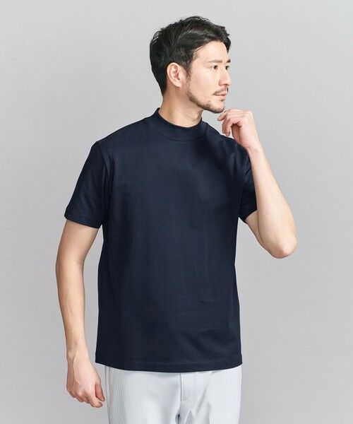 BEAUTY & YOUTH UNITED ARROWS/ビューティー&ユース ユナイテッドアローズ 【WEB限定 WARDROBE SMART】クリア ガスコットン モックネック カットソー【抗菌・防臭】 NAVY XL