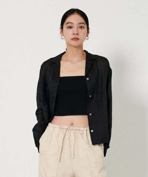 BEAUTY & YOUTH UNITED ARROWS/ビューティー&ユース ユナイテッドアローズ 麻 オープンカラー シャツ BLACK FREE BEAUTY & YOUTH UNITED ARROWS/ビューティー&ユース ユナイテッドアローズ 麻 オープンカラー シャツ BLACK FREE