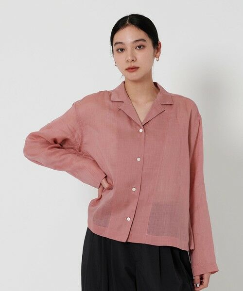 BEAUTY & YOUTH UNITED ARROWS/ビューティー&ユース ユナイテッドアローズ 麻 オープンカラー シャツ PINK FREE BEAUTY & YOUTH UNITED ARROWS/ビューティー&ユース ユナイテッドアローズ 麻 オープンカラー シャツ PINK FREE