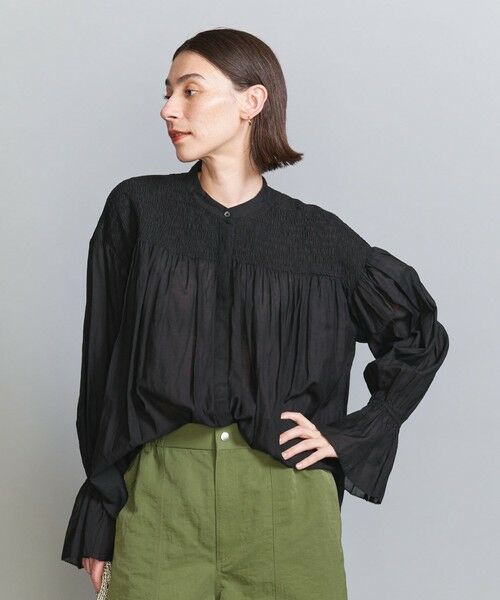 BEAUTY & YOUTH UNITED ARROWS/ビューティー&ユース ユナイテッドアローズ 【WEB限定】コットンレーヨン シャーリングブラウス -ウォッシャブル- BLACK FREE BEAUTY & YOUTH UNITED ARROWS/ビューティー&ユース ユナイテッドアローズ 【WEB限定】コットンレーヨン シャーリングブラウス -ウォッシャブル- BLACK FREE