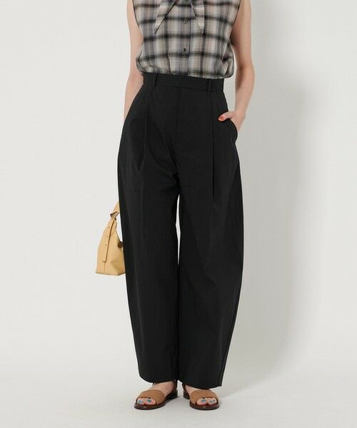 BEAUTY & YOUTH UNITED ARROWS/ビューティー&ユース ユナイテッドアローズ タック カーブパンツ -接触冷感- BLACK M BEAUTY & YOUTH UNITED ARROWS/ビューティー&ユース ユナイテッドアローズ タック カーブパンツ -接触冷感- BLACK M
