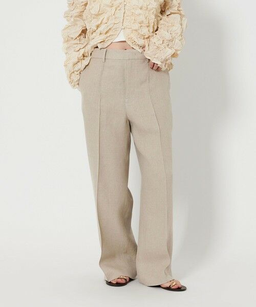 BEAUTY & YOUTH UNITED ARROWS/ビューティー&ユース ユナイテッドアローズ 麻 ワイド ストレートパンツ BEIGE S BEAUTY & YOUTH UNITED ARROWS/ビューティー&ユース ユナイテッドアローズ 麻 ワイド ストレートパンツ BEIGE S