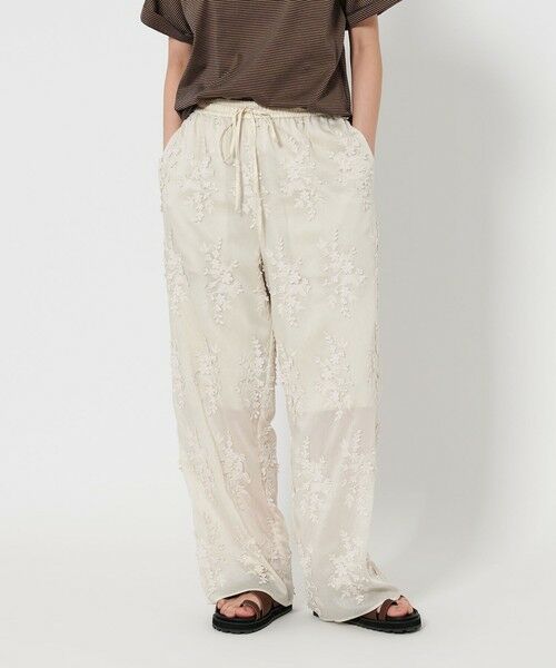 BEAUTY & YOUTH UNITED ARROWS/ビューティー&ユース ユナイテッドアローズ セルロースナイロン エンブロイダリー パンツ OFF WHITE S BEAUTY & YOUTH UNITED ARROWS/ビューティー&ユース ユナイテッドアローズ セルロースナイロン エンブロイダリー パンツ OFF WHITE S