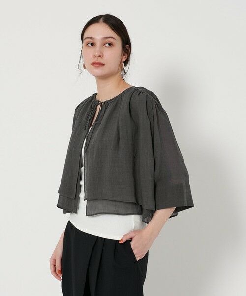 BEAUTY & YOUTH UNITED ARROWS/ビューティー&ユース ユナイテッドアローズ フロントリボン ティアード シャツ DK. GRAY FREE BEAUTY & YOUTH UNITED ARROWS/ビューティー&ユース ユナイテッドアローズ フロントリボン ティアード シャツ DK. GRAY FREE