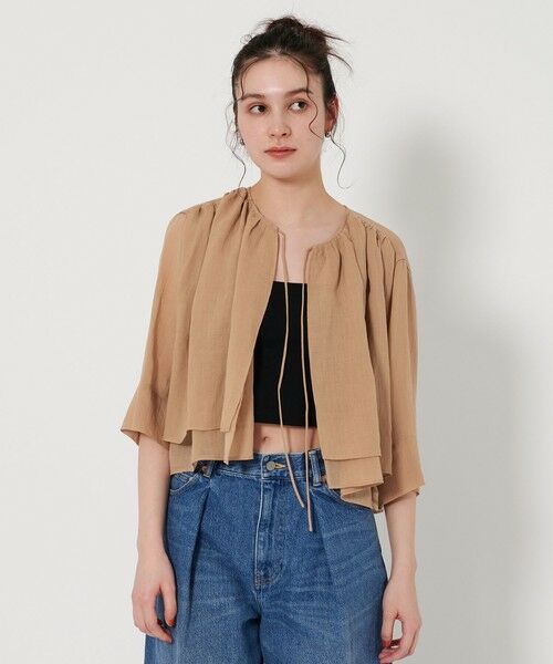 BEAUTY & YOUTH UNITED ARROWS/ビューティー&ユース ユナイテッドアローズ フロントリボン ティアード シャツ BEIGE FREE BEAUTY & YOUTH UNITED ARROWS/ビューティー&ユース ユナイテッドアローズ フロントリボン ティアード シャツ BEIGE FREE